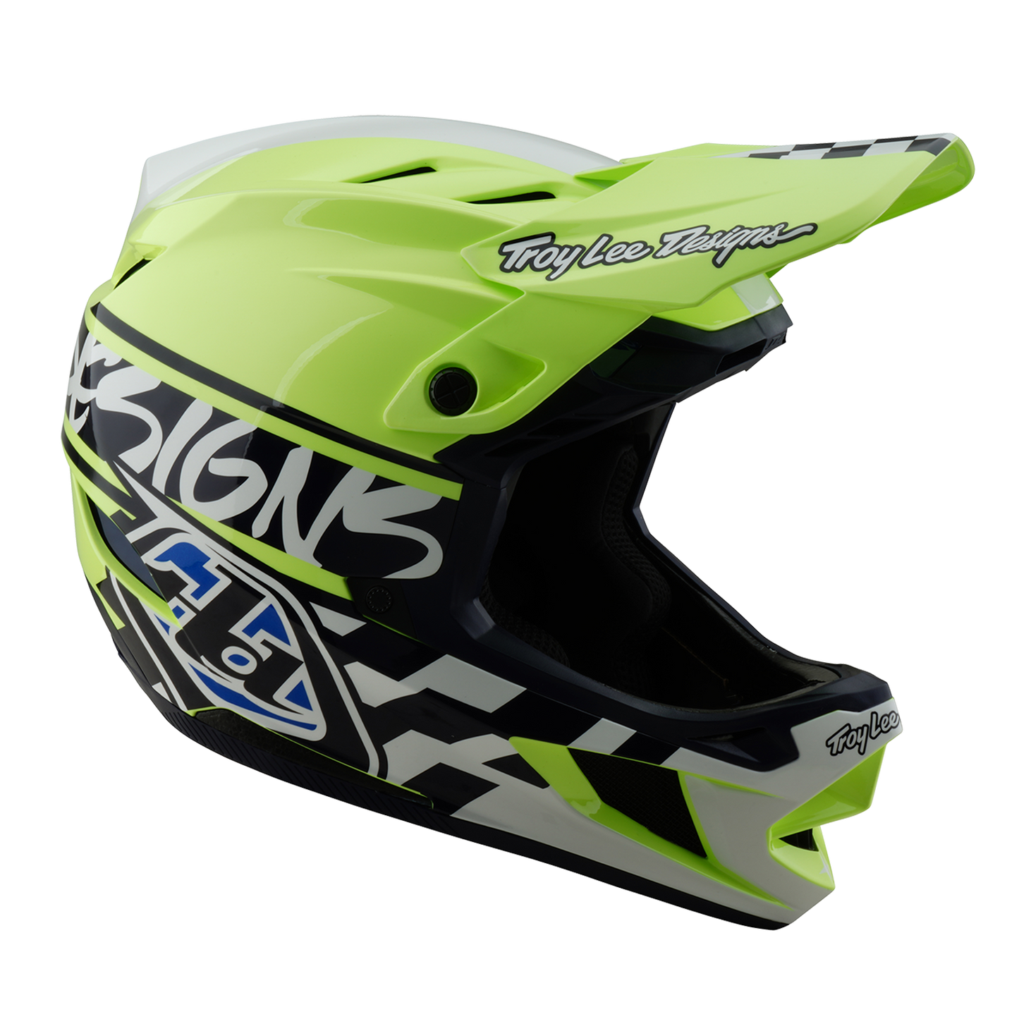 Kask MTB Troy Lee Design D4 POLYACRYLITE MIPS FIFTY 50 żółty/niebieski