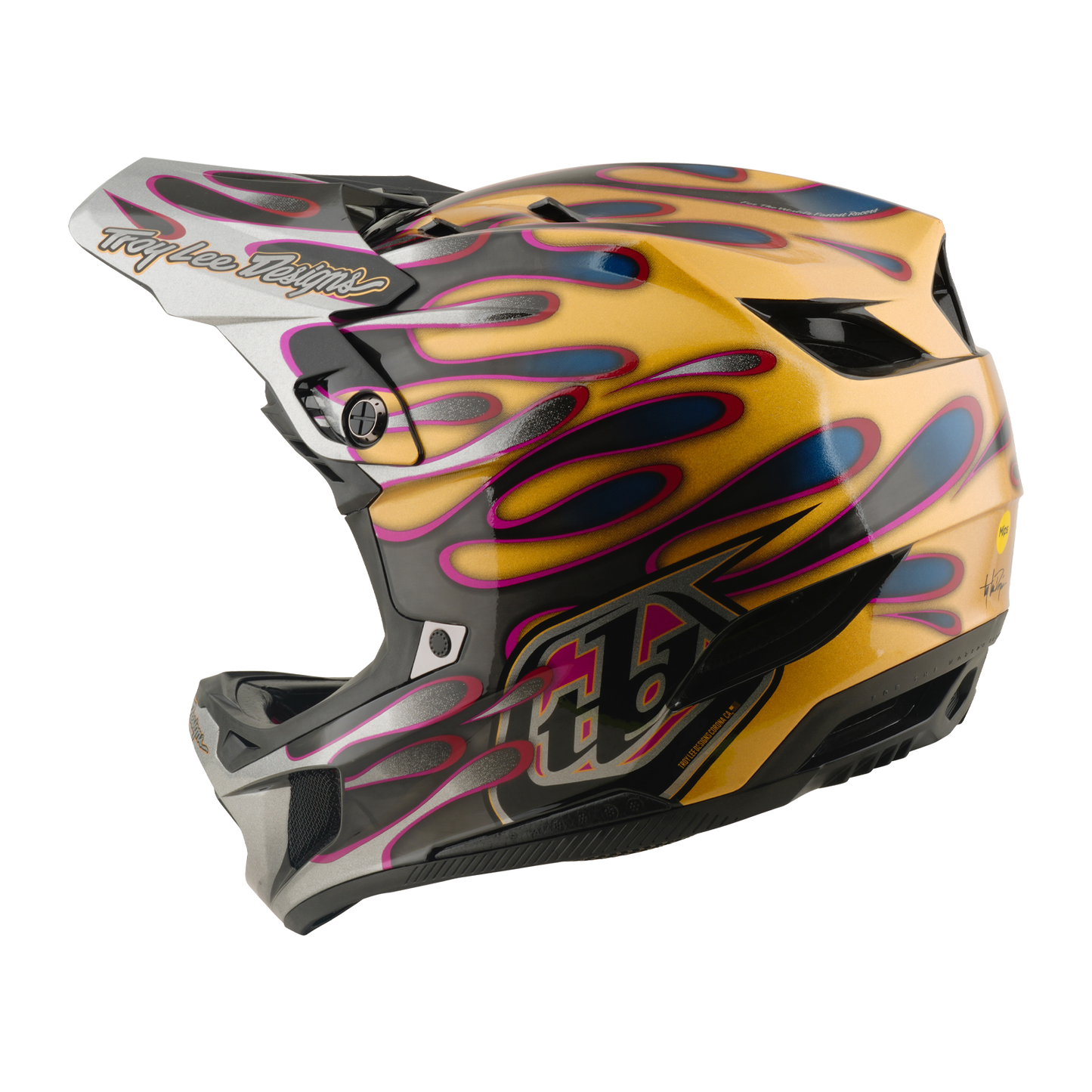 Kask MTB TROY LEE DESIGNS D4 CARBON MIPS Overspray złoty/czarny
