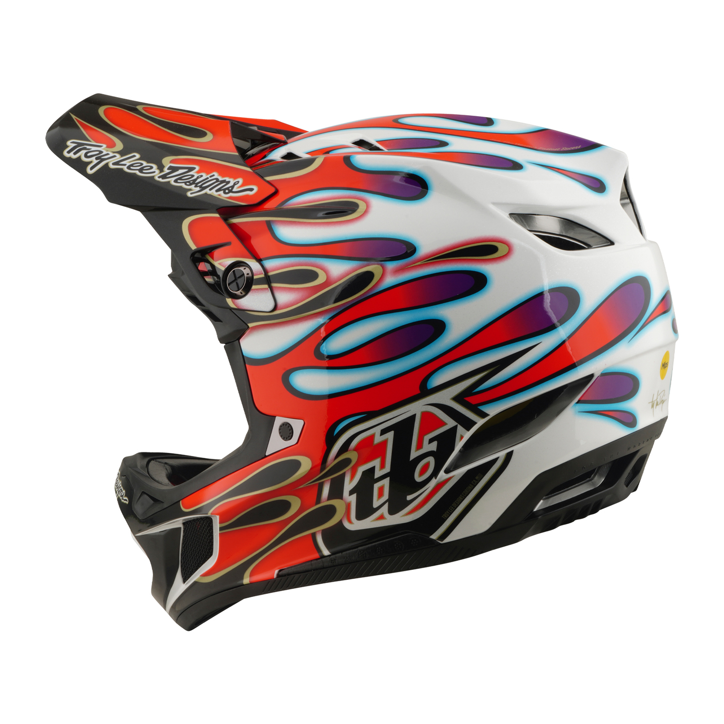 Kask MTB TROY LEE DESIGNS D4 COMPOSITE MIPS OVERSPRAY biały/czerwony