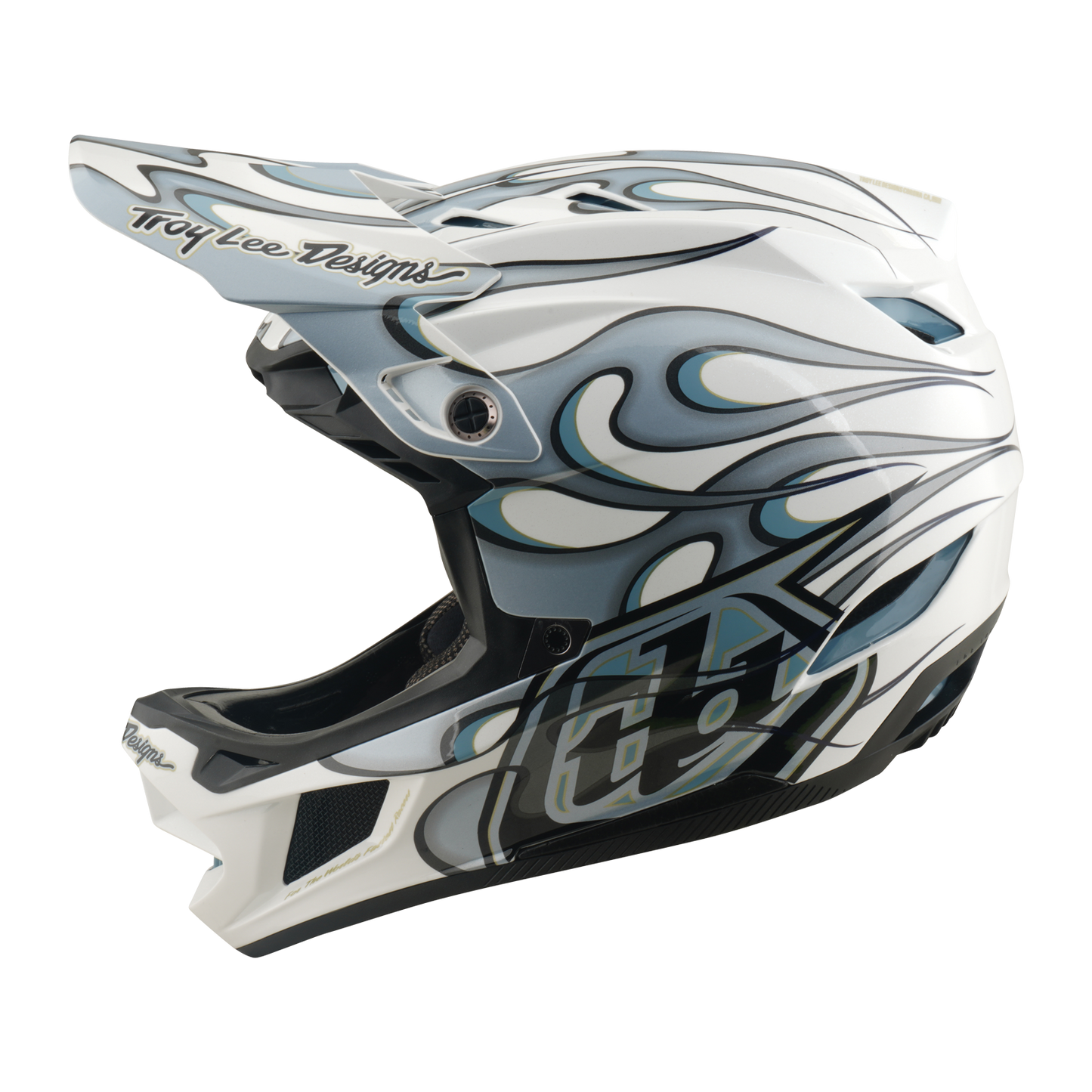 Kask MTB TROY LEE DESIGNS D4 COMPOSITE MIPS TORCHED biały/srebrny