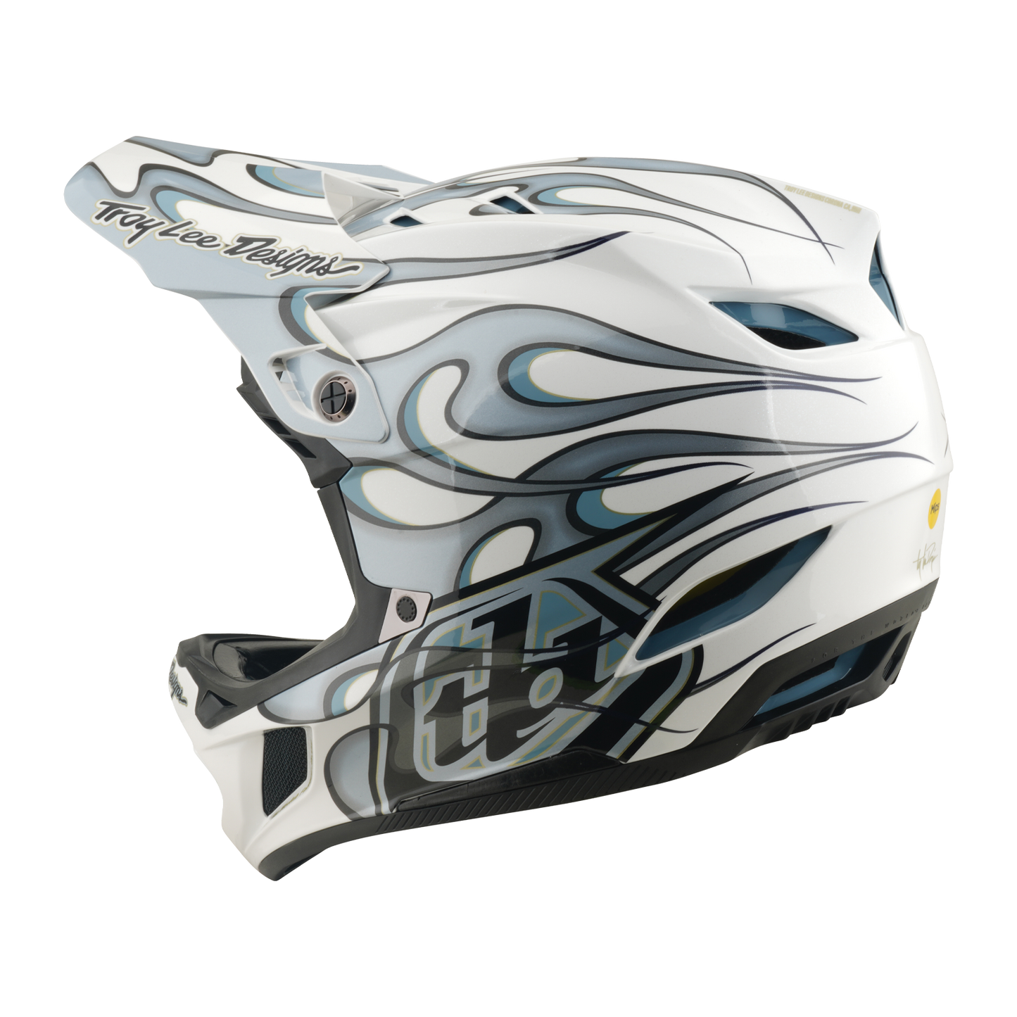 Kask MTB TROY LEE DESIGNS D4 COMPOSITE MIPS TORCHED biały/srebrny
