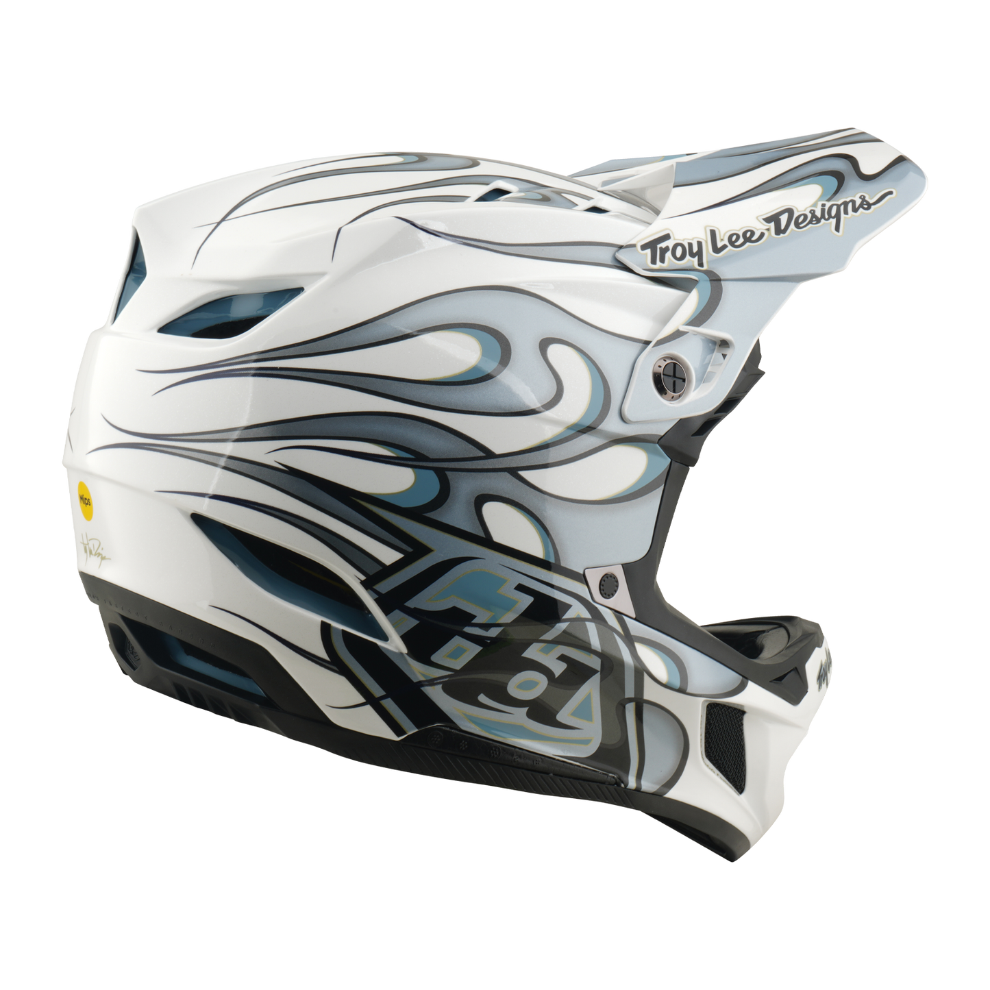 Kask MTB TROY LEE DESIGNS D4 COMPOSITE MIPS TORCHED biały/srebrny