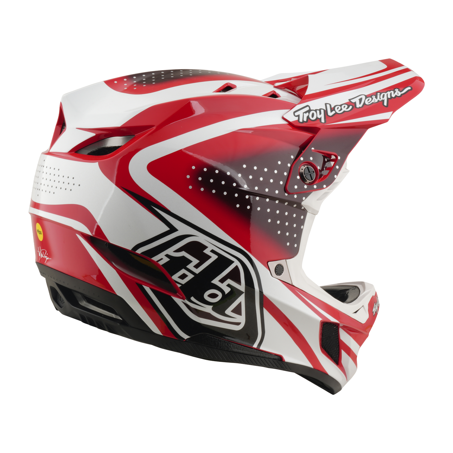 Kask MTB TROY LEE DESIGNS D4 POLYACRYLITE MIPS THE LINE czerwony/biały