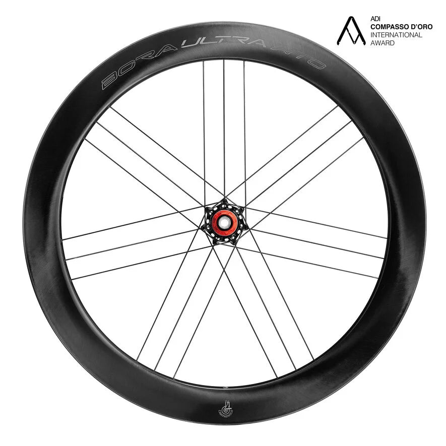 Para chromowanych kół CAMPAGNOLO BORA ULTRA WTO 60 C23 DISC przystosowanych do montażu bezdętkowego (Center Lock)