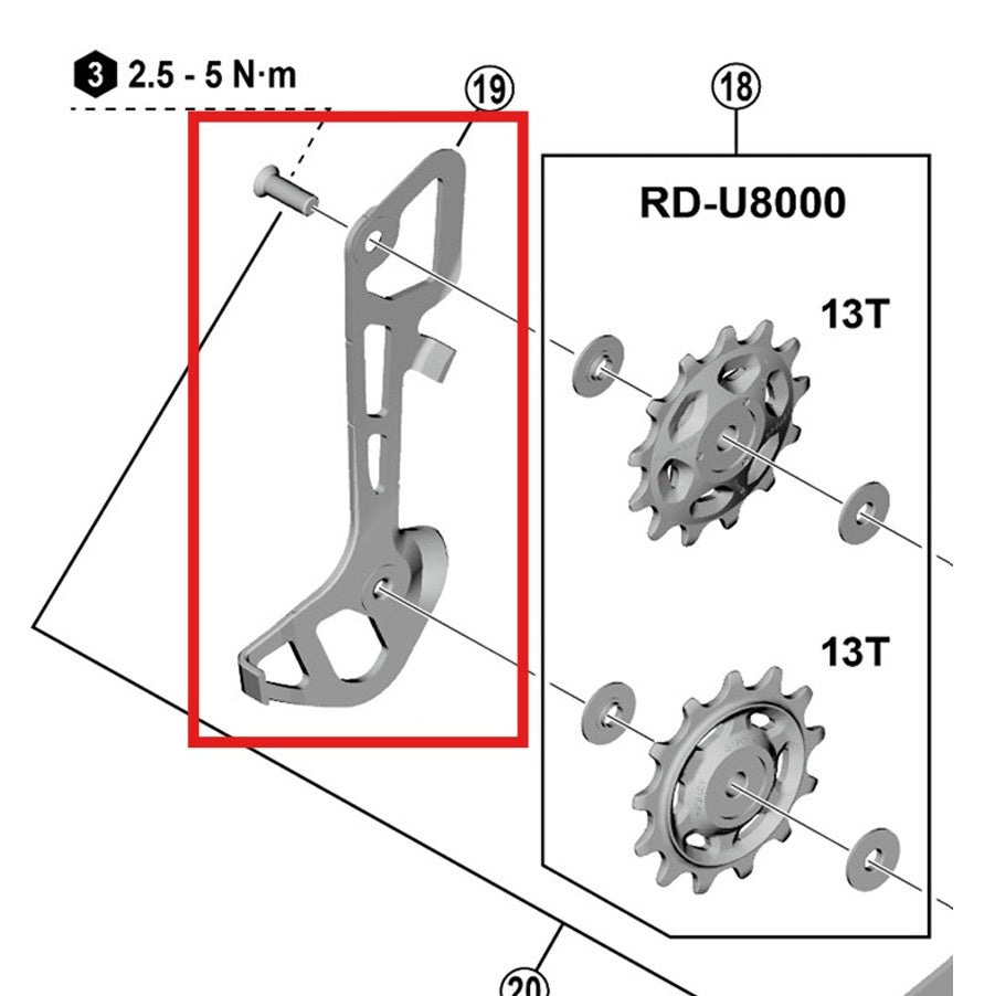 Wewnętrzny koszyk przerzutki tylnej SHIMANO RD-U8000/U6000 GS