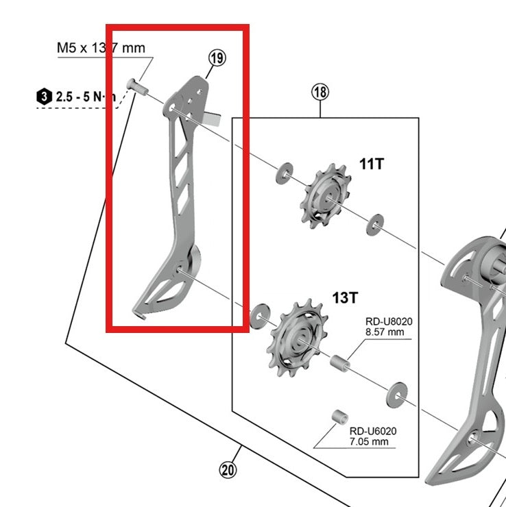 SGS SHIMANO RD-U8020/U6020 Internal Rear Derailleur Cage