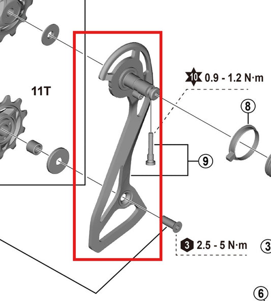 Zewnętrzny koszyk przerzutki tylnej i śruba SHIMANO RD-R7100