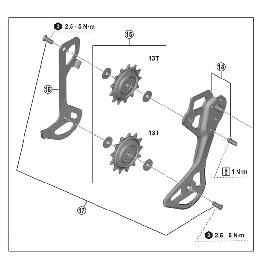 Koszyki przerzutki tylnej SHIMANO XTR RD-M8250 GS 12V