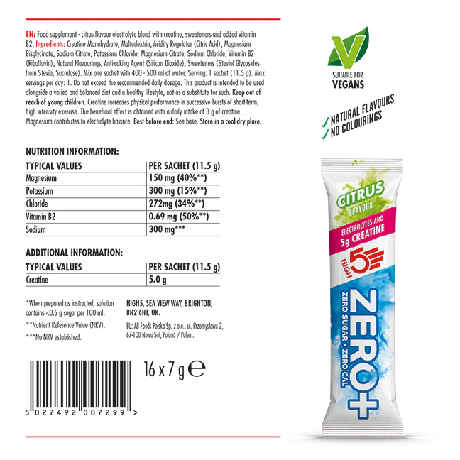 HIGH 5 ZERO+ Creatine HYDRATATION STICK (11.5g) Lemon