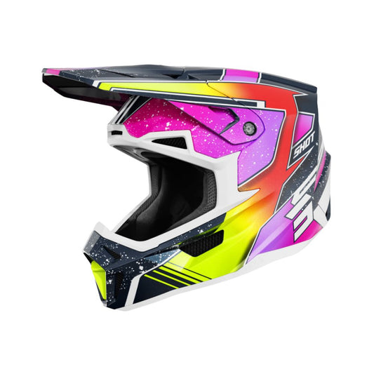 Kask BMX SHOT LITE Racing perłowy niebieski neonowy żółty