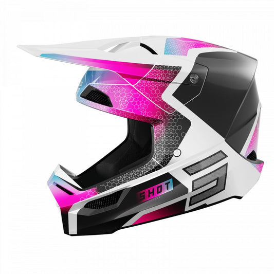 Kask BMX SHOT RACE Phaser czarny niebieski różowy perłowy