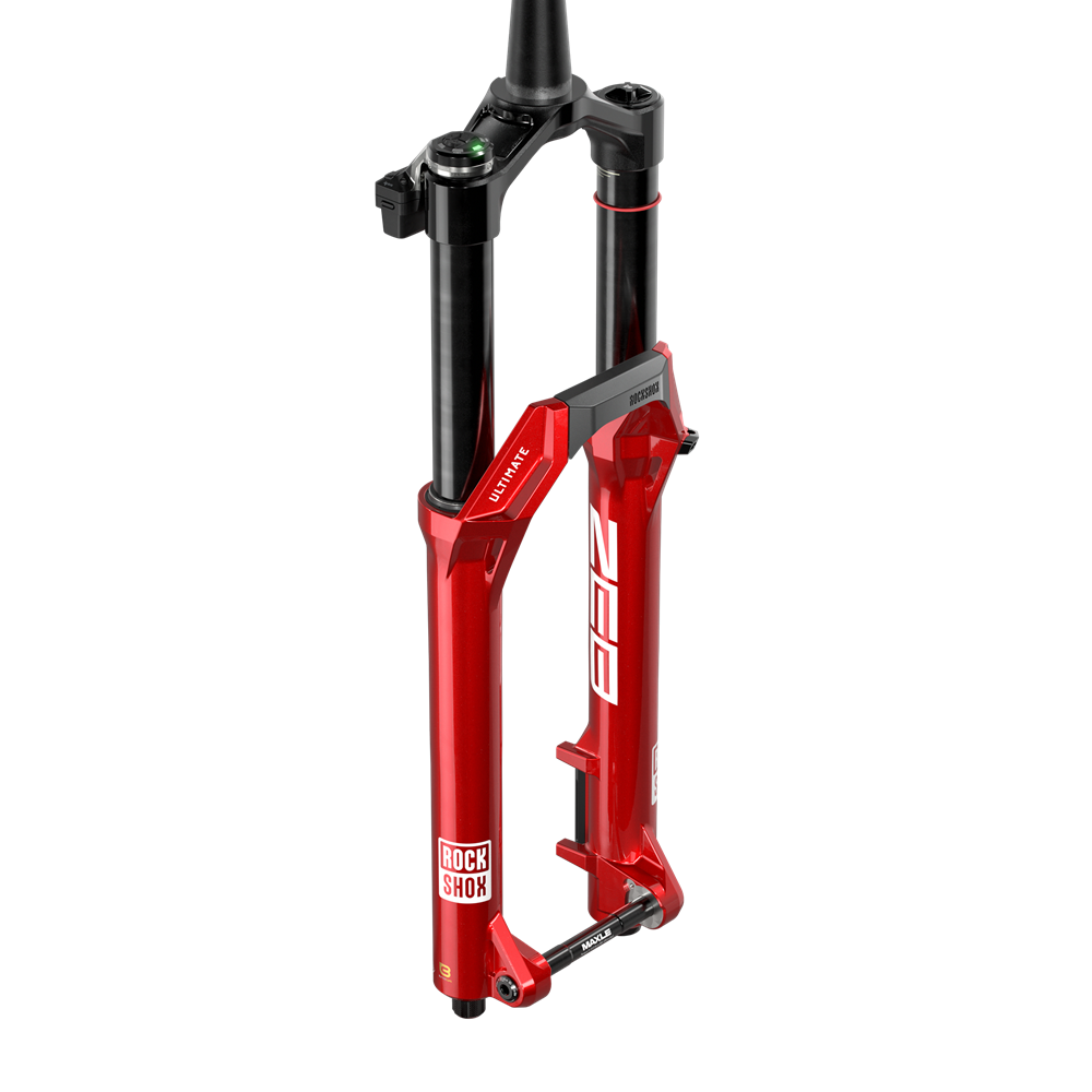 Widelec ZEB Ultimate Flight Attendant - 29" Boost™15x110 Electric Red Tpr C5/R55 44offset LinearXL (przykręcane błotniki, nakrętka Star, Maxle Stealth, bateria, ładowarka USB-C) B1