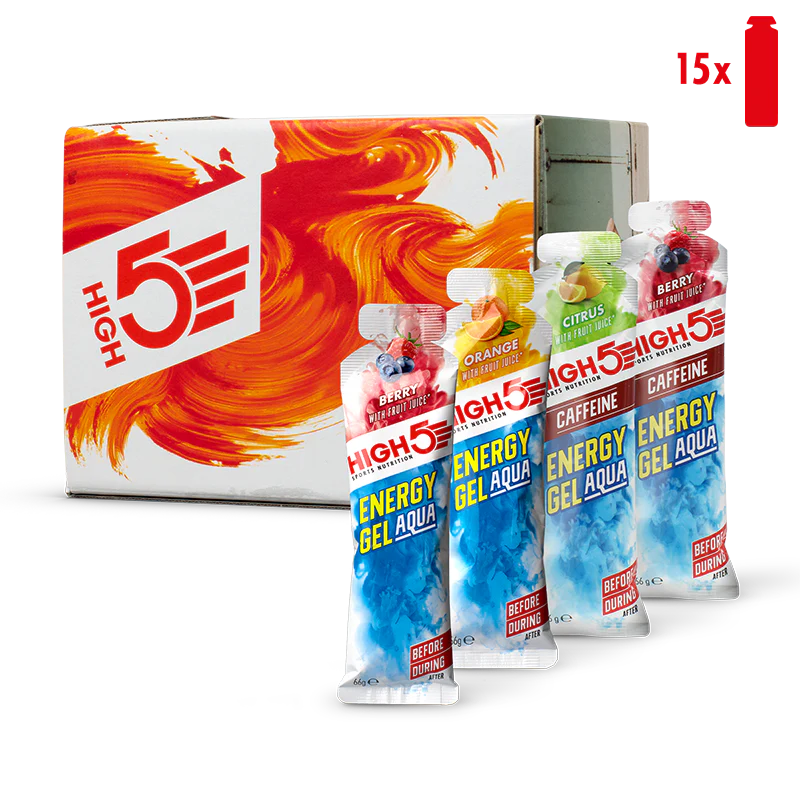 Opakowanie High5 ENERGY GEL Aqua (15x 66g) Mix smaków