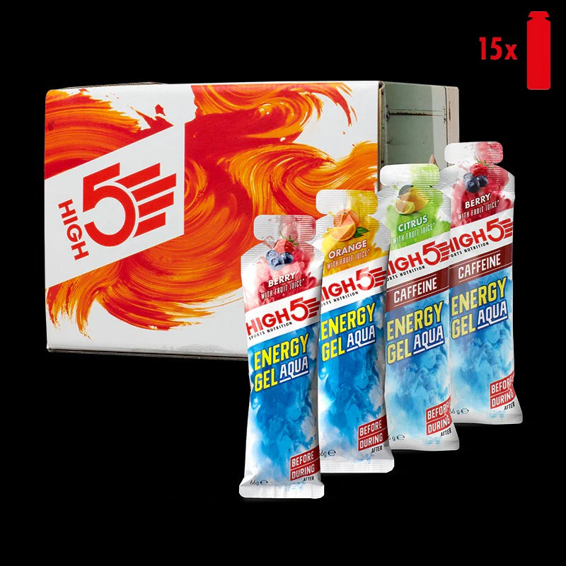 Opakowanie High5 ENERGY GEL Aqua (15x 66g) Mix smaków