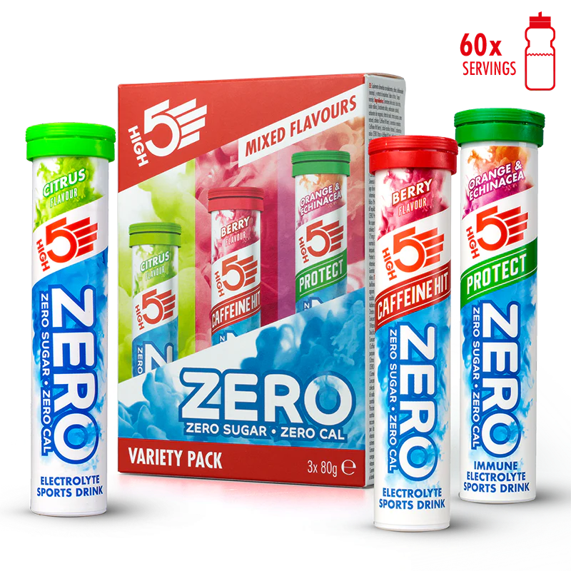 3x20 opakowań pastylek High5 ZERO VARIETY PACK Red Fruits Caffeine/Lemon/Orange