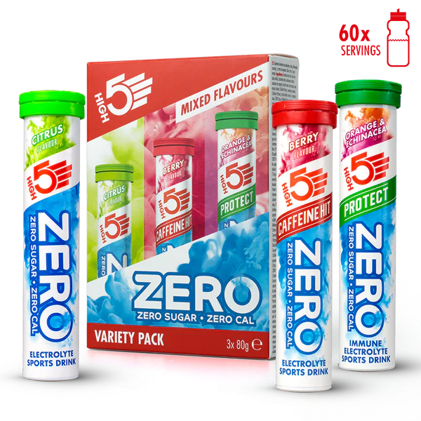 3x20 opakowań pastylek High5 ZERO VARIETY PACK Red Fruits Caffeine/Lemon/Orange