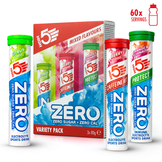 Pack 3x20 Pastilles HIGH5 ZERO VARIETY PACK Fruits Red Cafeine/Lemon/Orange