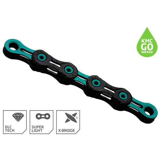 Łańcuch 11V KMC DLC11 Waxed Black/Celeste