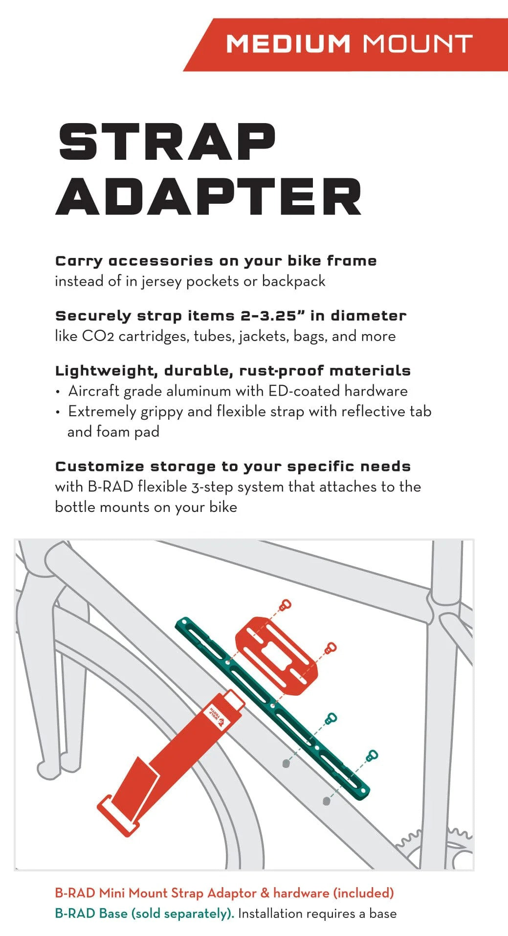 Pasek do ramy i wspornik WOLF TOOTH B-RAD Medium