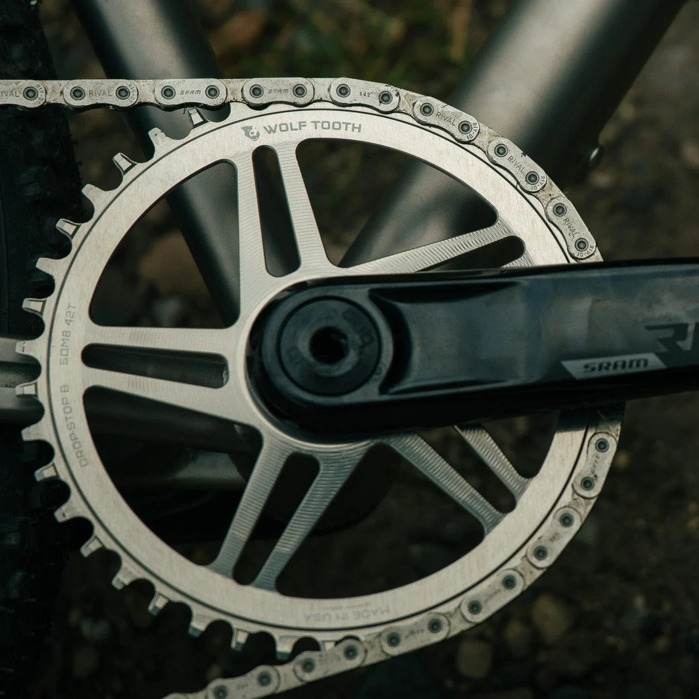 WOLF TOOTH GRAVEL Direct Mount SRAM 8 Hole Raw Silver Mono Chainring