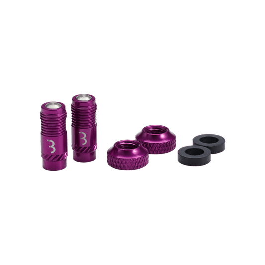 Set of 2 BBB CORE CAP Valve Tips with Nuts Purple