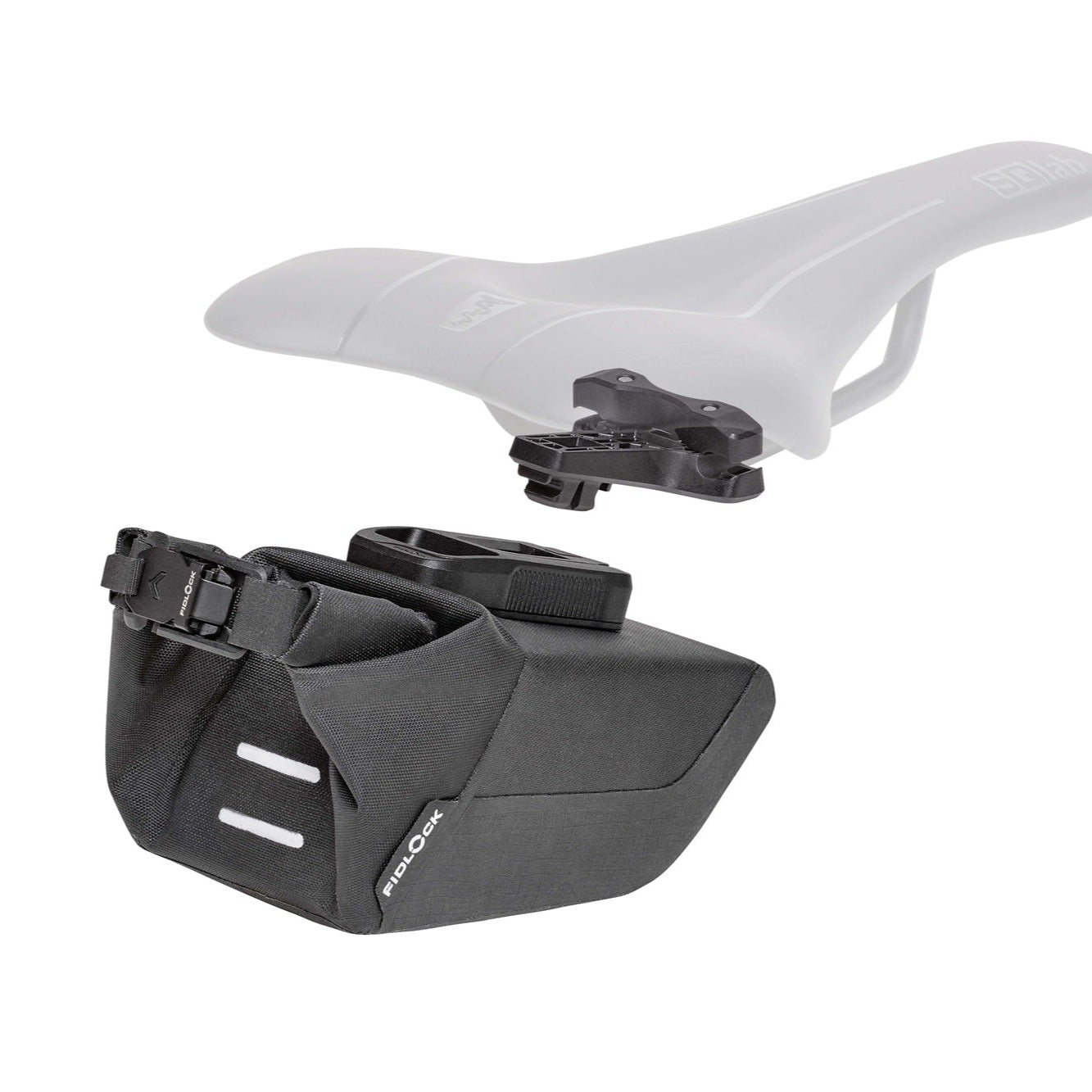 Saddle bag + Support FIDLOCK PINCLIP SET Black