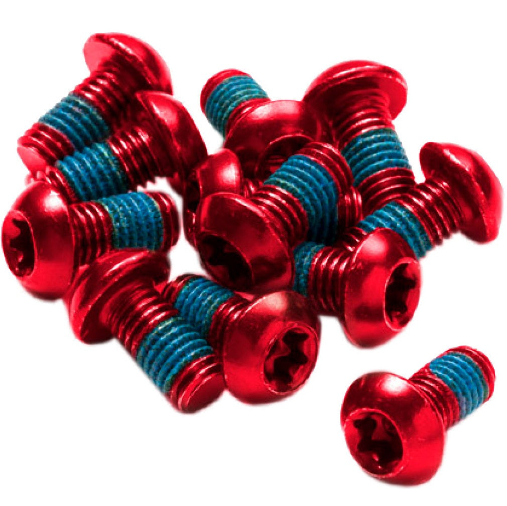Zestaw 12 śrub do tarcz hamulcowych REVERSE COMPONENTS, anodowane na czerwono