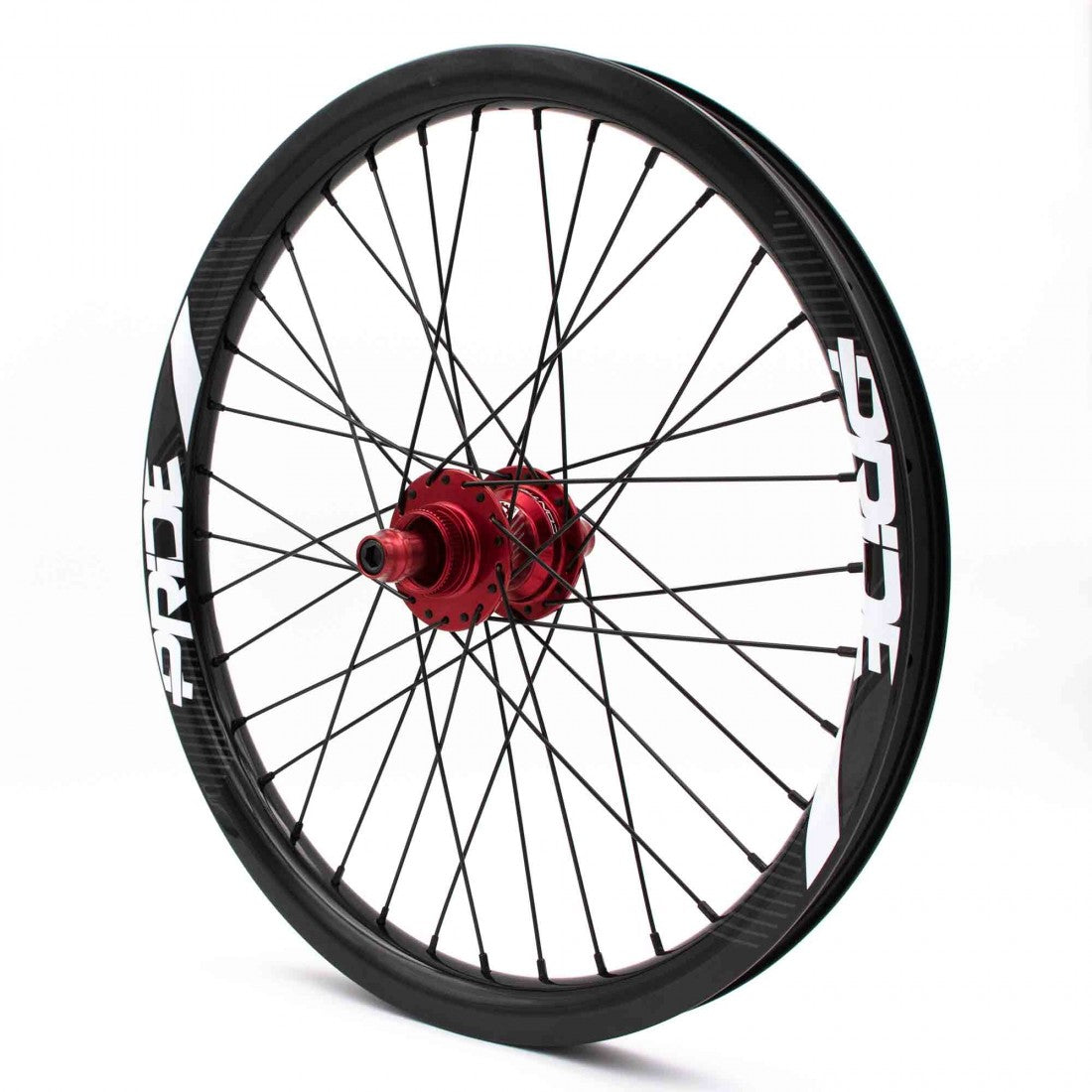 PRIDE 20" (406mm) Carbon Gravity Gloss Disc Pride Control 20/10mm Axles Red Wheelset