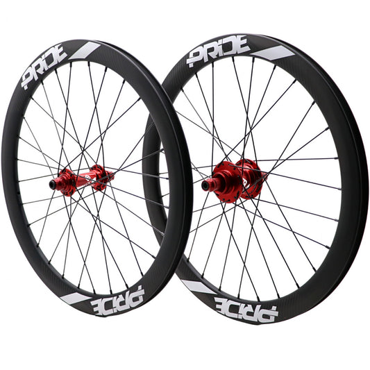 Para Kół PRIDE 20" (451mm) Karbon Gravity Matt Disc Pride Control V1 Osie 10/10mm Czerwona