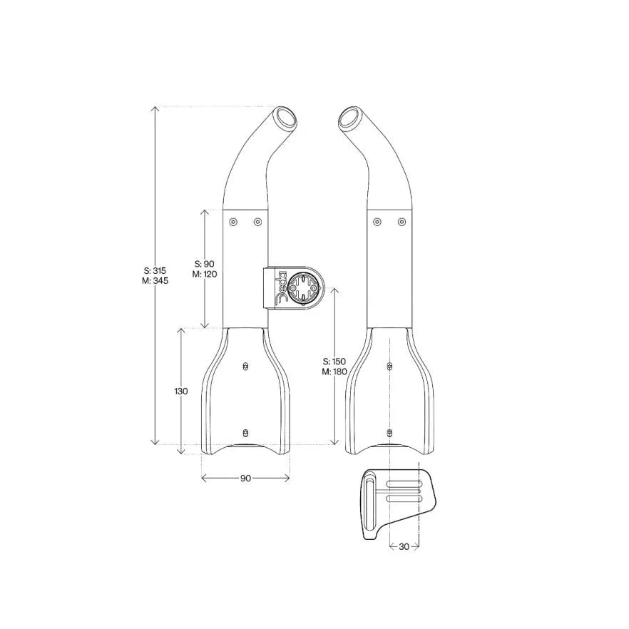DEDA JET2 HYDRO Alu 345mm Hanger Extenders Size M for Sram Blips